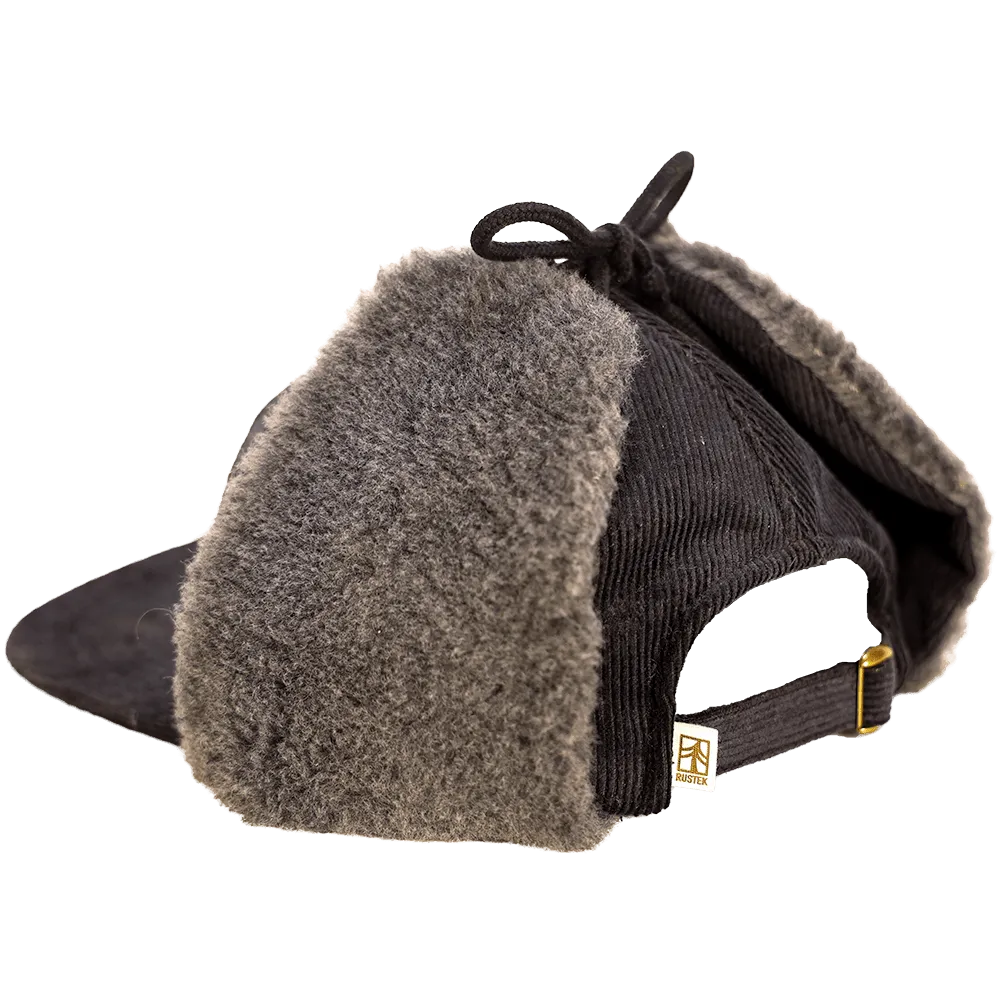 Redmond Hemp Corduroy Sherpa Earflap Cap | Black