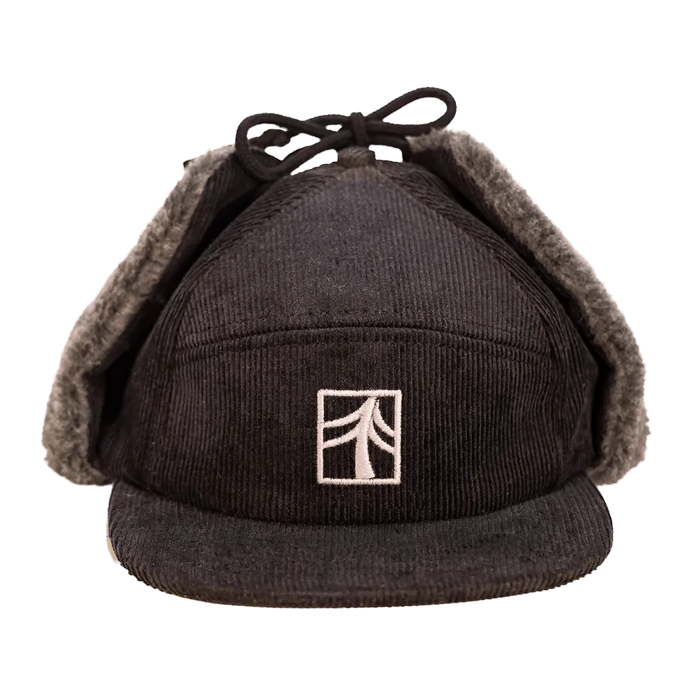 Redmond Hemp Corduroy Sherpa Earflap Cap | Black