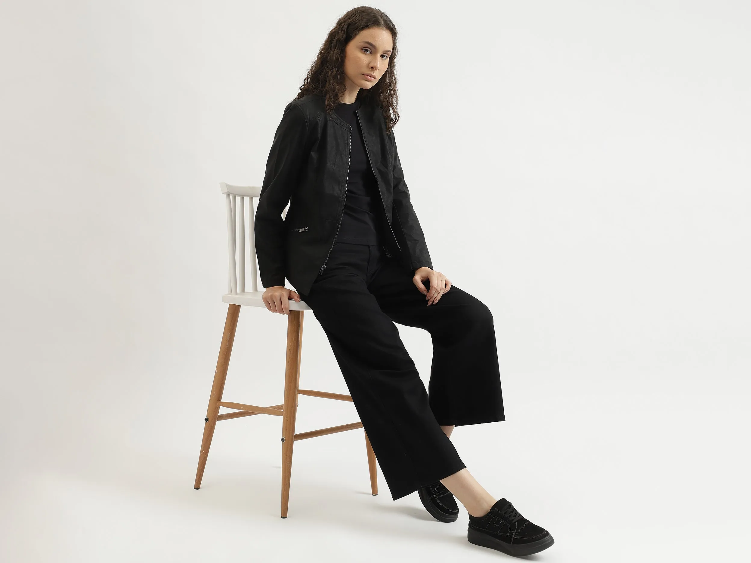 Regular Fit Round Neck Solid Jacket