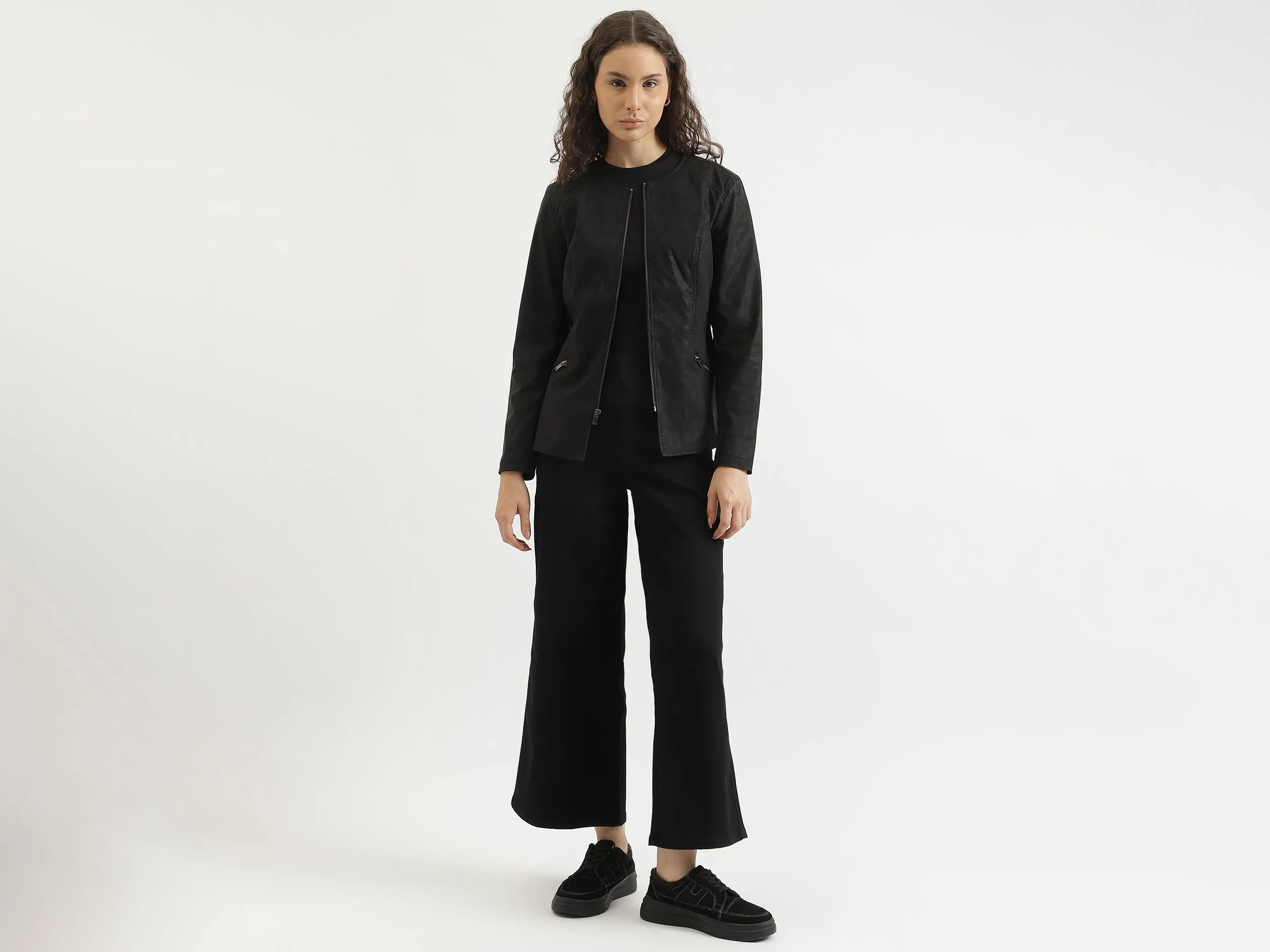 Regular Fit Round Neck Solid Jacket