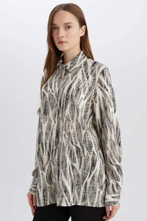 Regular Fit Shirt Collar Long Sleeve Tunic