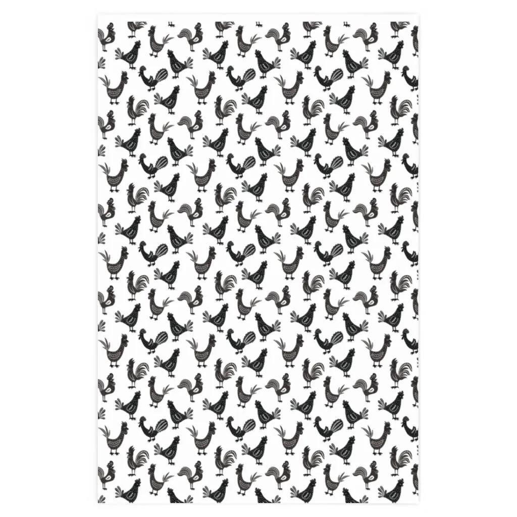 Repeating Roosters Chicken Print Wrapping Paper