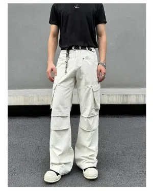 Retro Multi-pocket Straight Cargo Pants