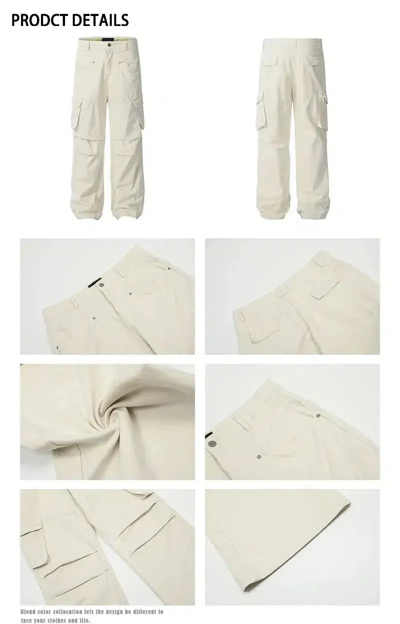 Retro Multi-pocket Straight Cargo Pants