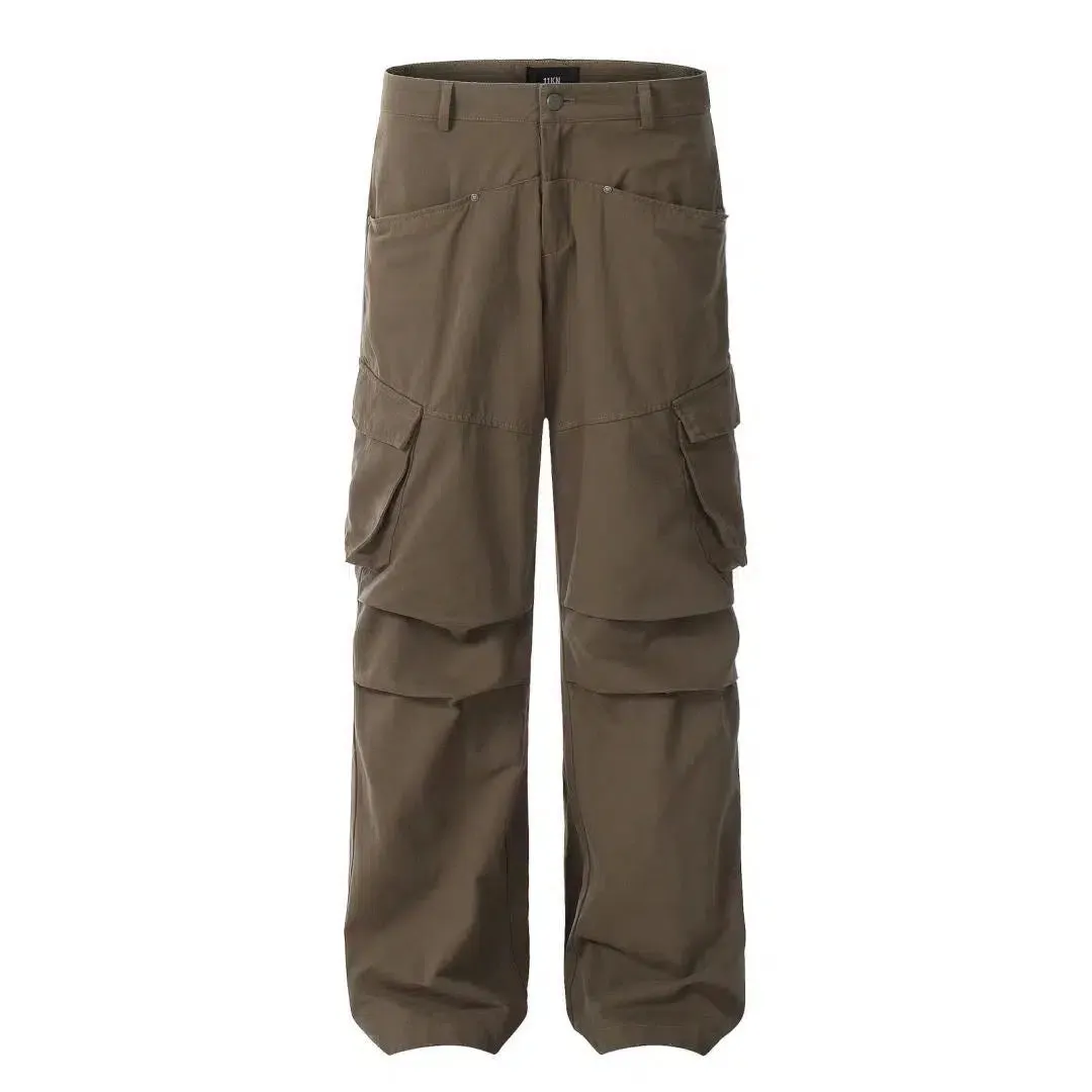 Retro Multi-pocket Straight Cargo Pants