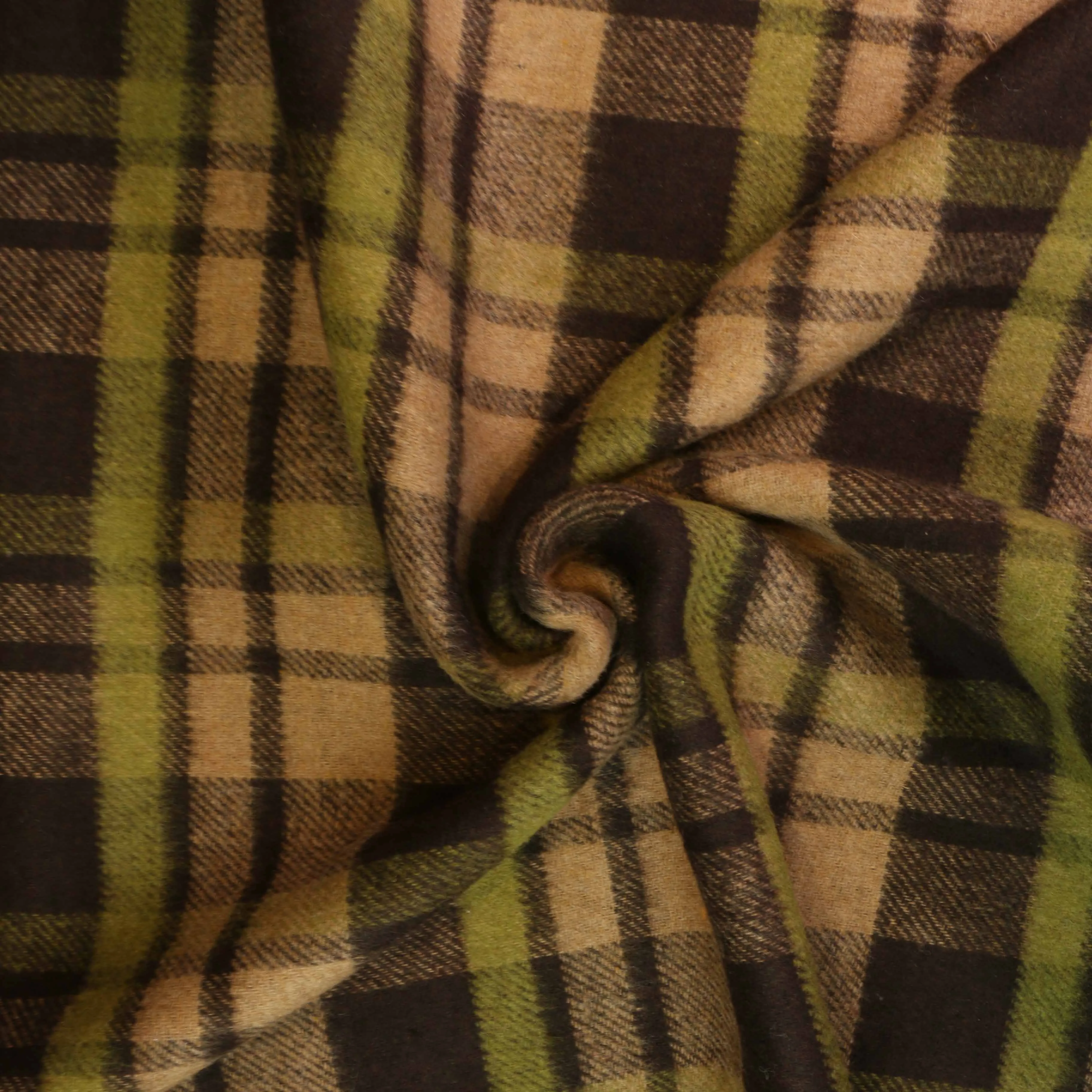 Reversible Wool Coating - Beige, Brown, Green