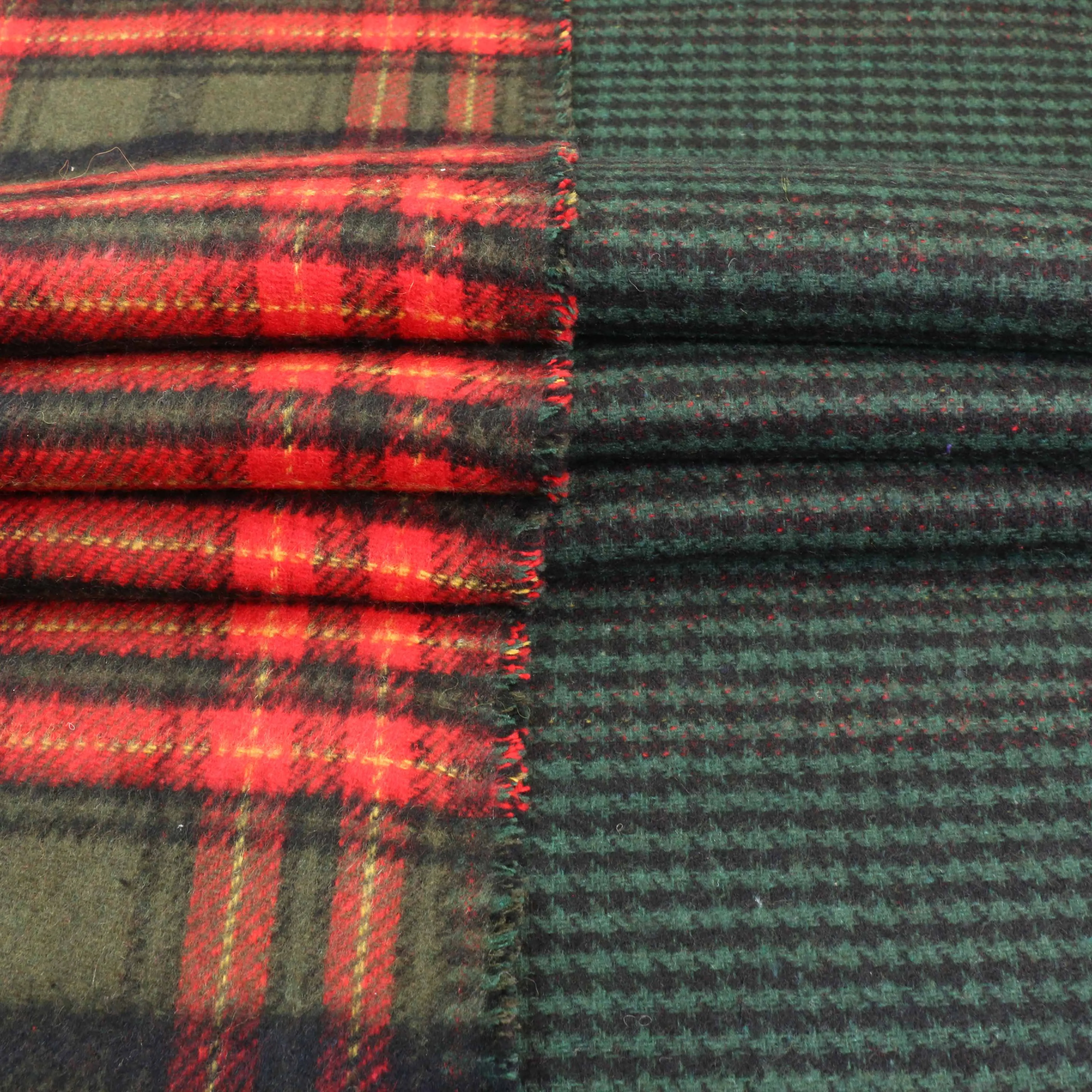 Reversible Wool Coating - Beige, Brown, Green