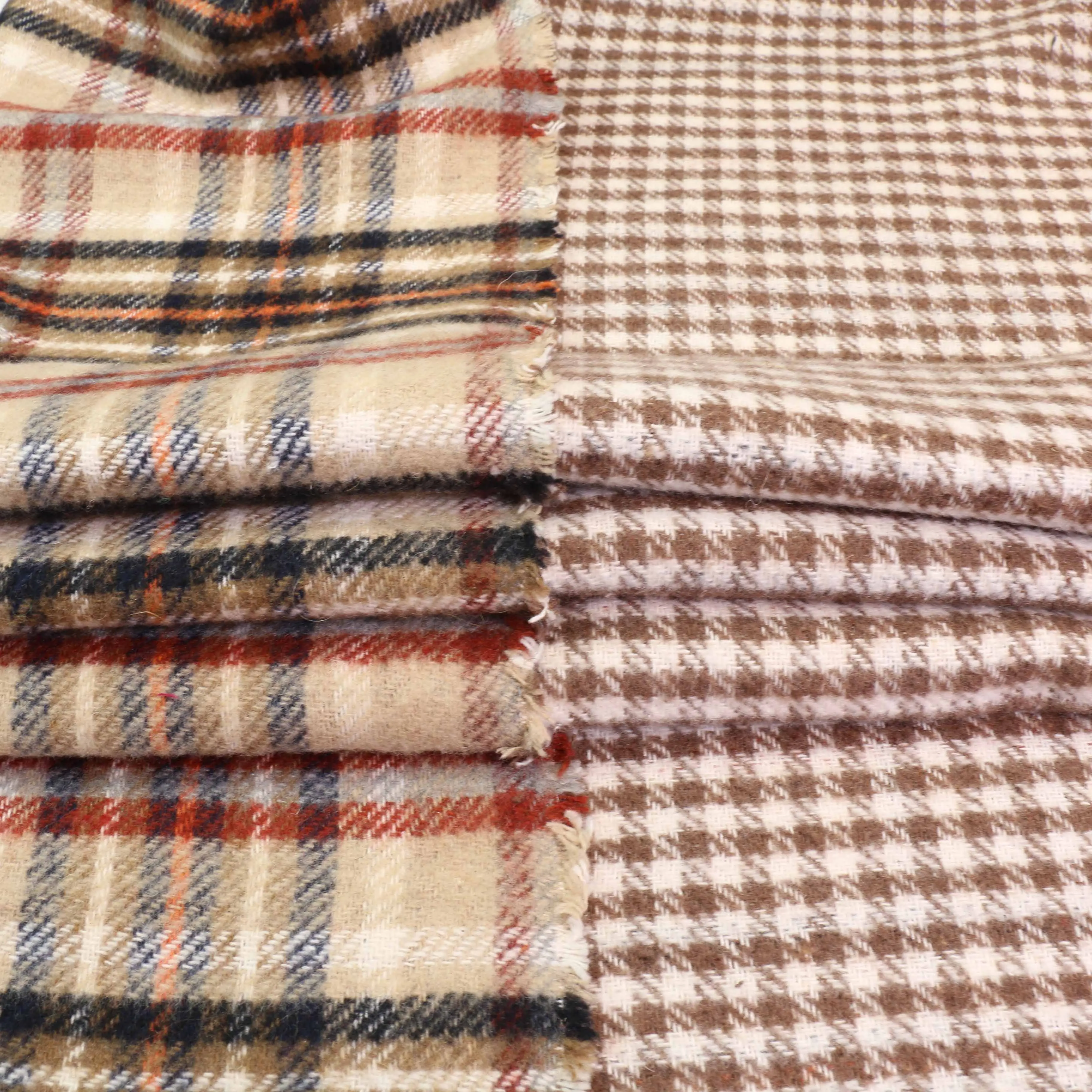 Reversible Wool Coating - Beige, Brown, Green