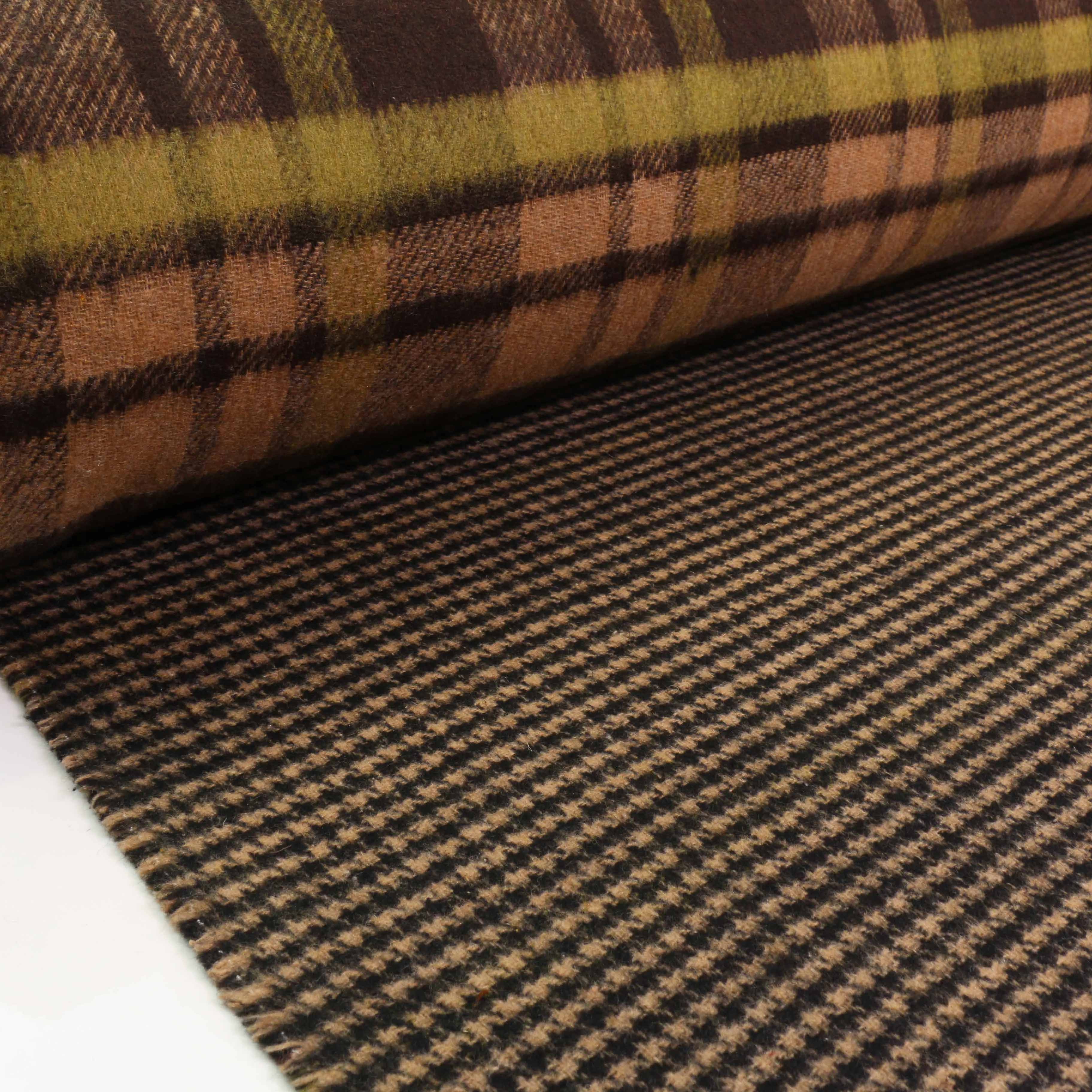 Reversible Wool Coating - Beige, Brown, Green