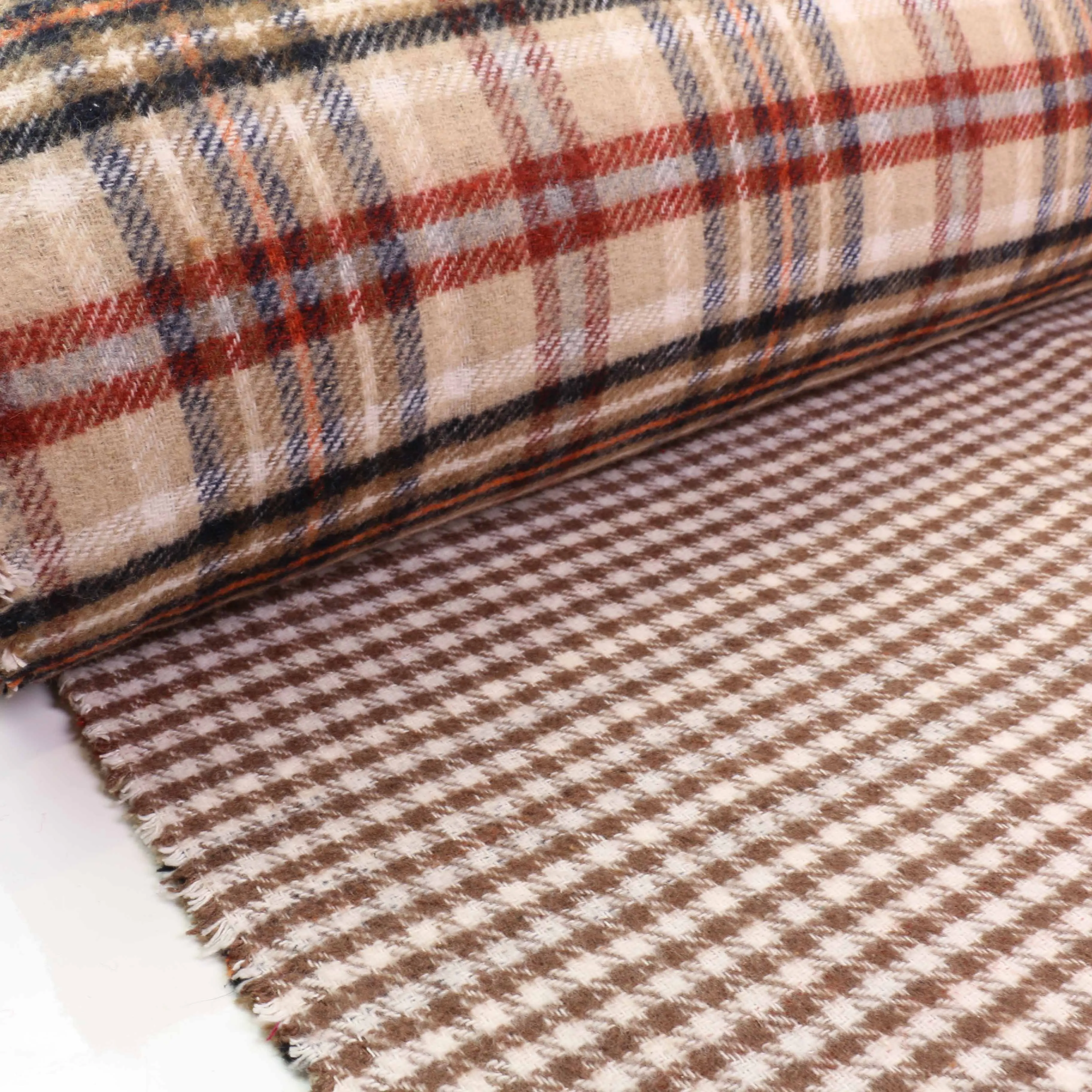 Reversible Wool Coating - Beige, Brown, Green