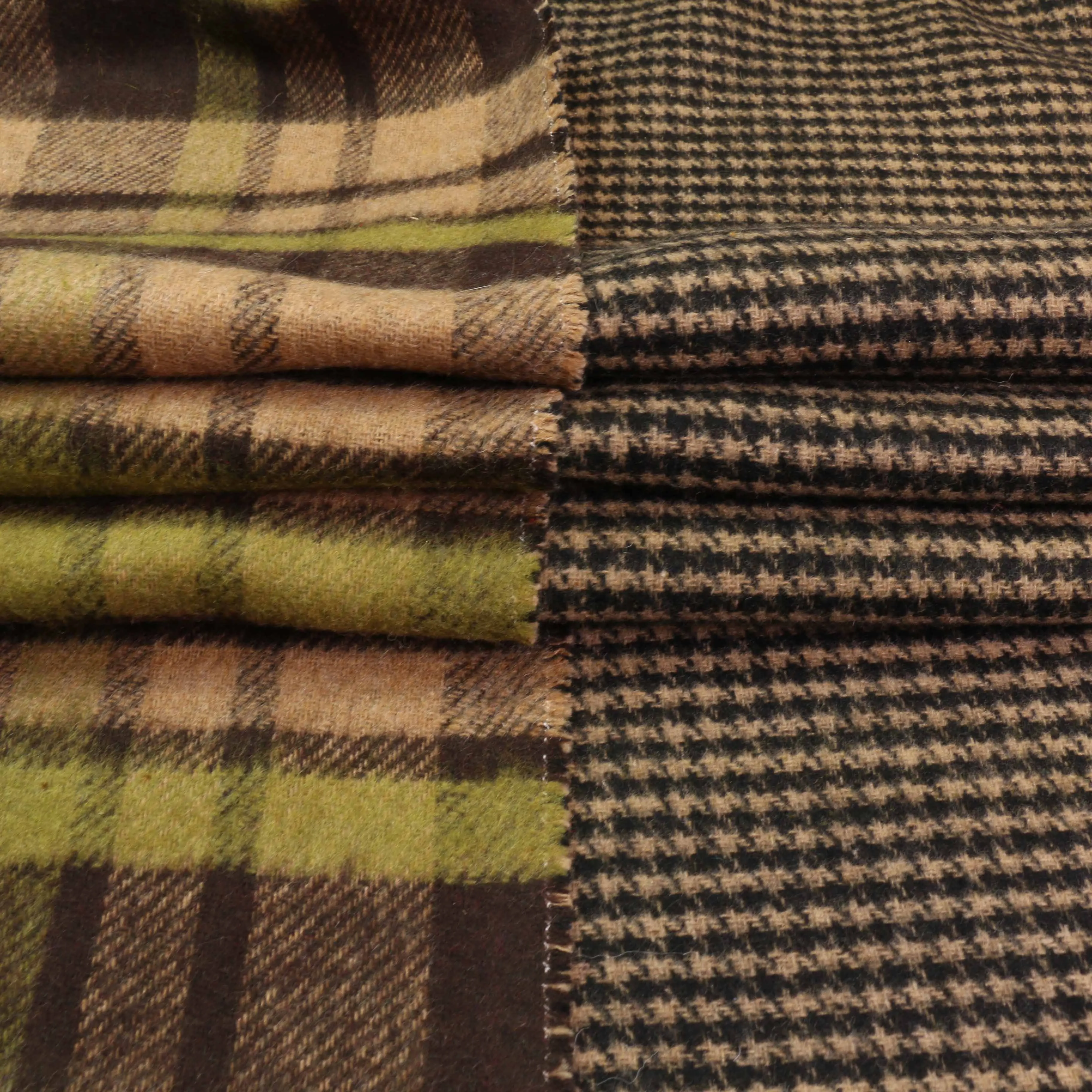 Reversible Wool Coating - Beige, Brown, Green
