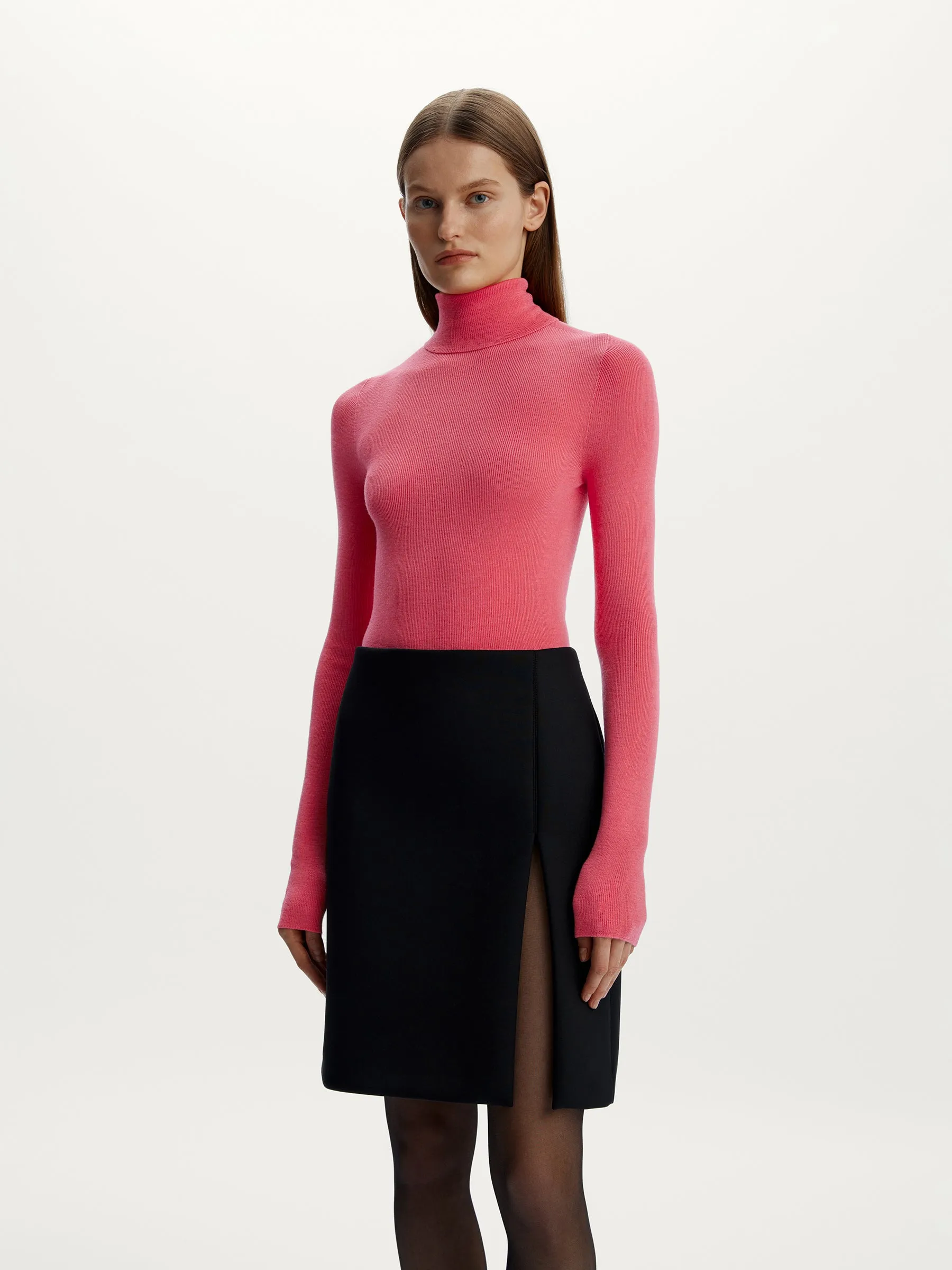 Ribbed merino turtleneck