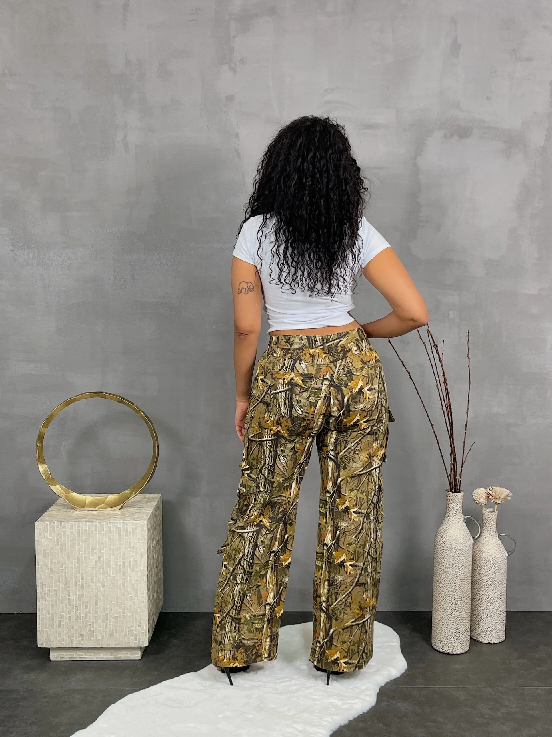 RJH30759PXP- PRINT CAMO CARGO JEANS (PLUS)