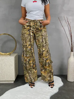 RJH30759PXP- PRINT CAMO CARGO JEANS (PLUS)