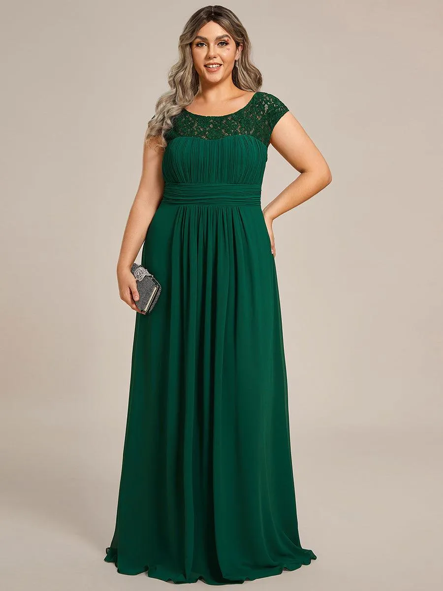 Robe de Soirée en Dentelle à Taille Empire de Grande Taille
