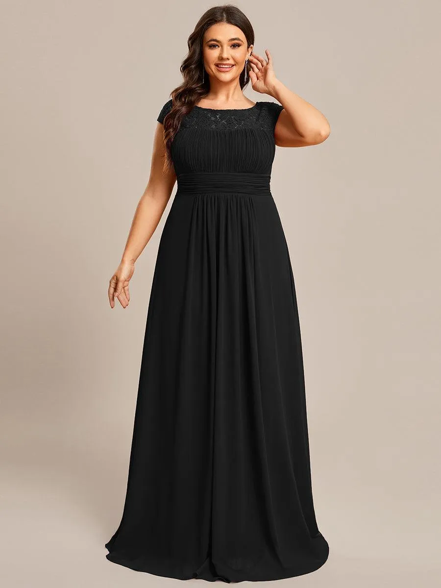Robe de Soirée en Dentelle à Taille Empire de Grande Taille