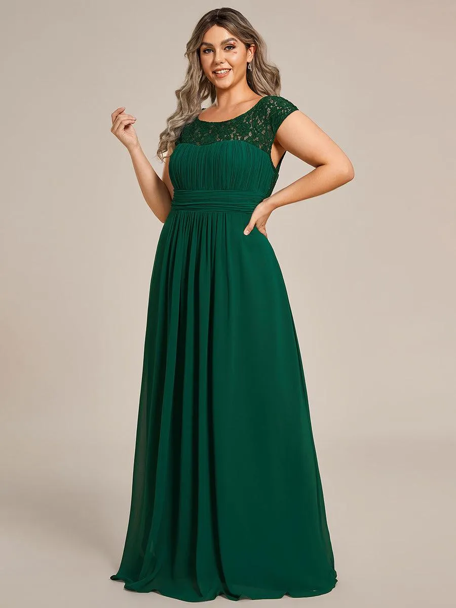 Robe de Soirée en Dentelle à Taille Empire de Grande Taille