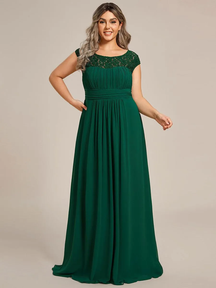 Robe de Soirée en Dentelle à Taille Empire de Grande Taille
