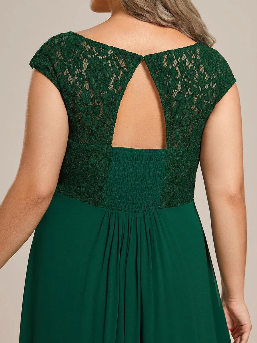 Robe de Soirée en Dentelle à Taille Empire de Grande Taille
