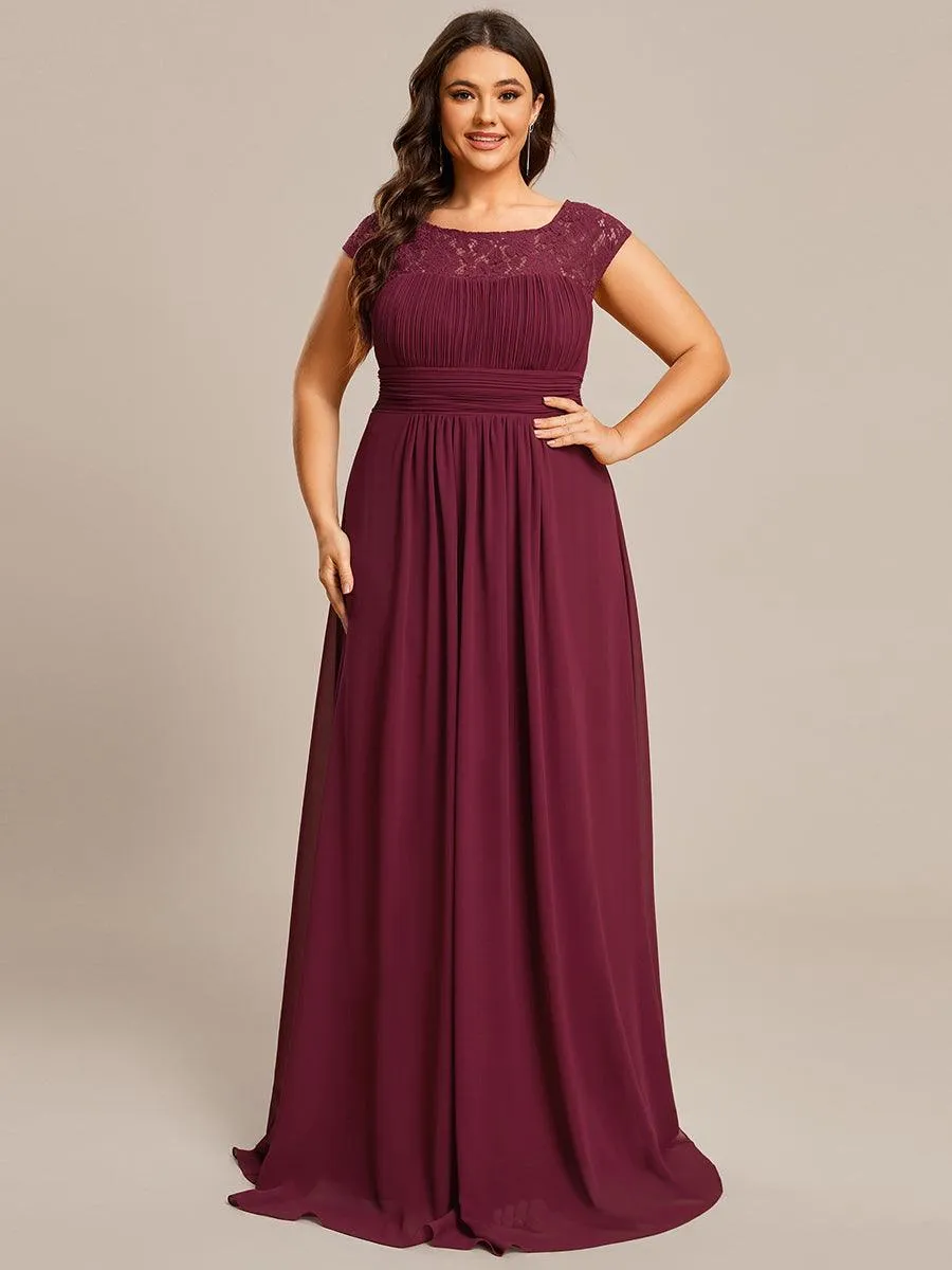 Robe de Soirée en Dentelle à Taille Empire de Grande Taille