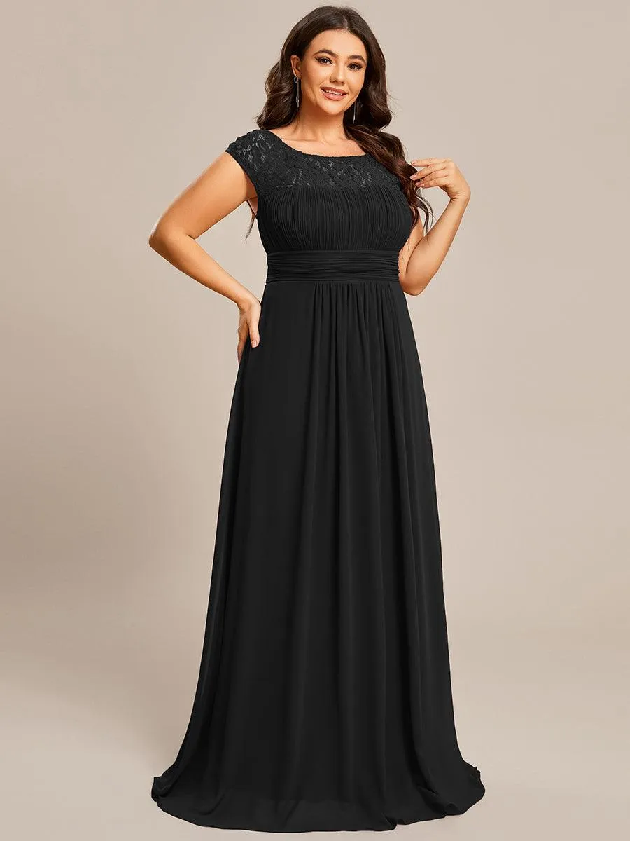 Robe de Soirée en Dentelle à Taille Empire de Grande Taille