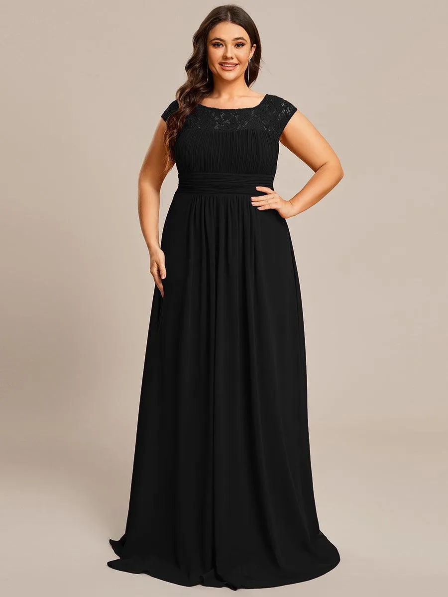 Robe de Soirée en Dentelle à Taille Empire de Grande Taille