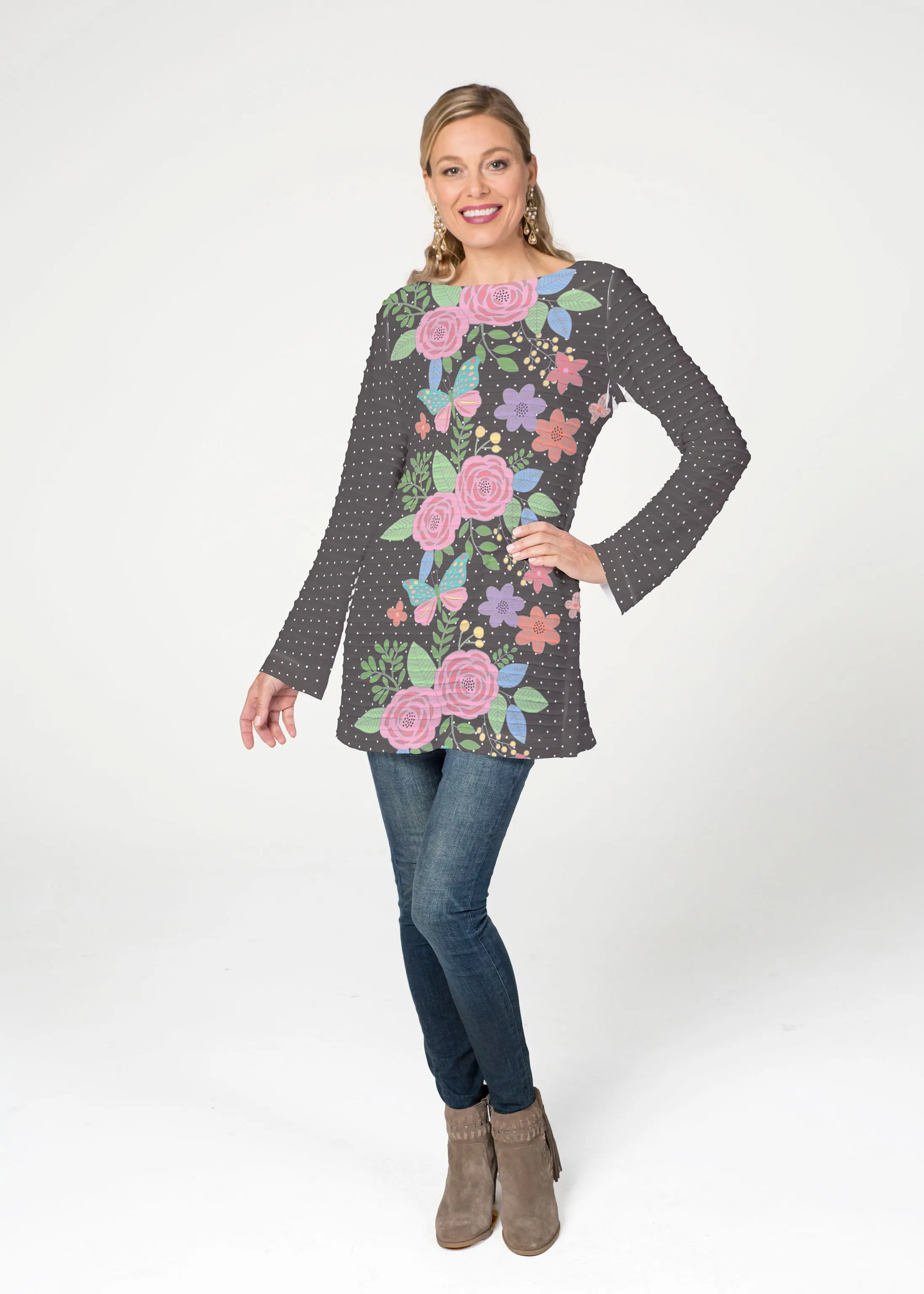 Rosalyn (14298) ~ Banded Boatneck Tunic