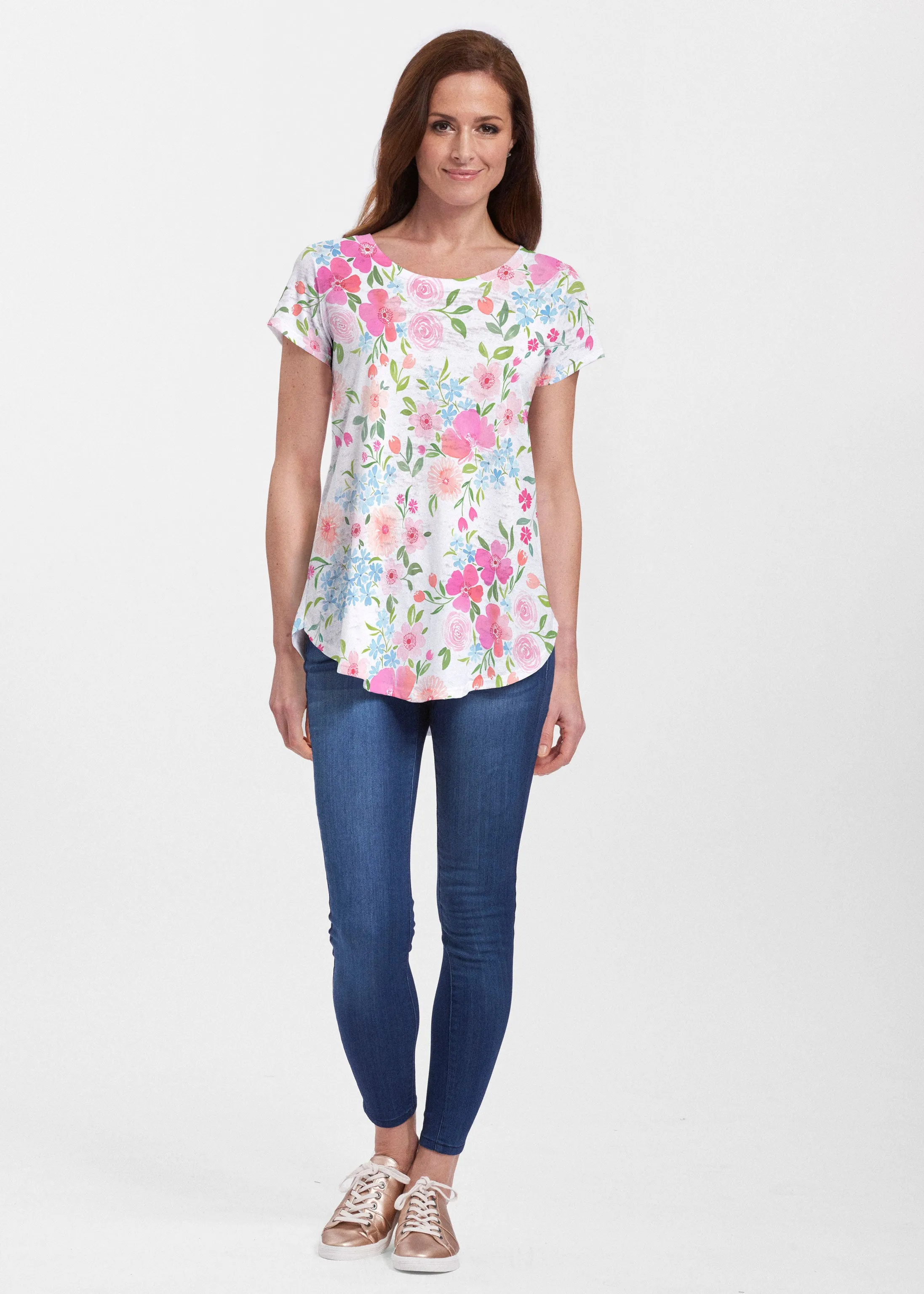 Rosie Dots (8053) ~ Short Sleeve Scoop Neck Flowy Tunic
