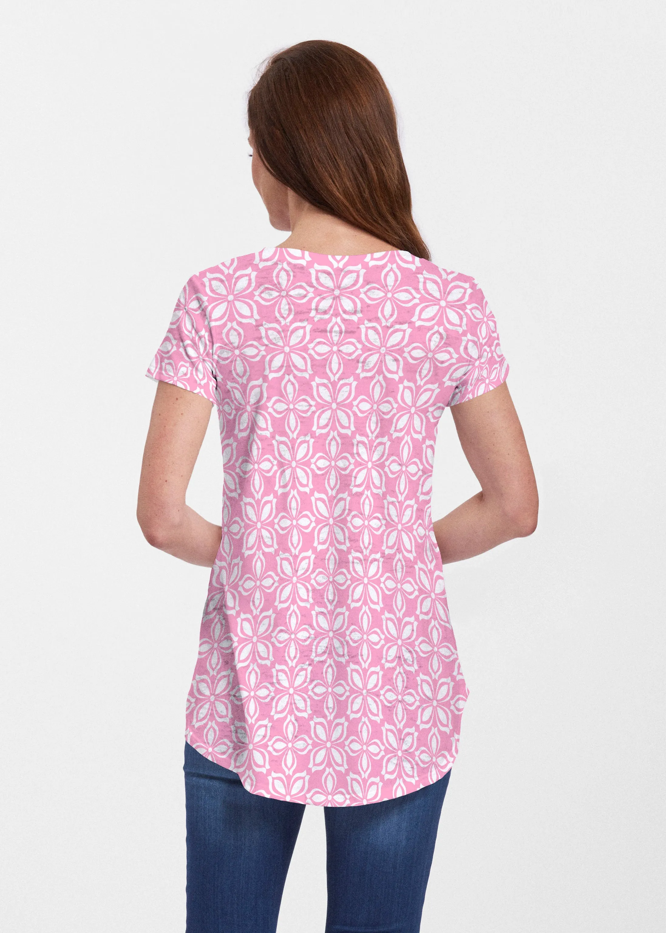 Rosie Dots (8053) ~ Short Sleeve Scoop Neck Flowy Tunic