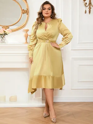 Round Neck Chest Hollowing Midi Bodycon Dress HB100391