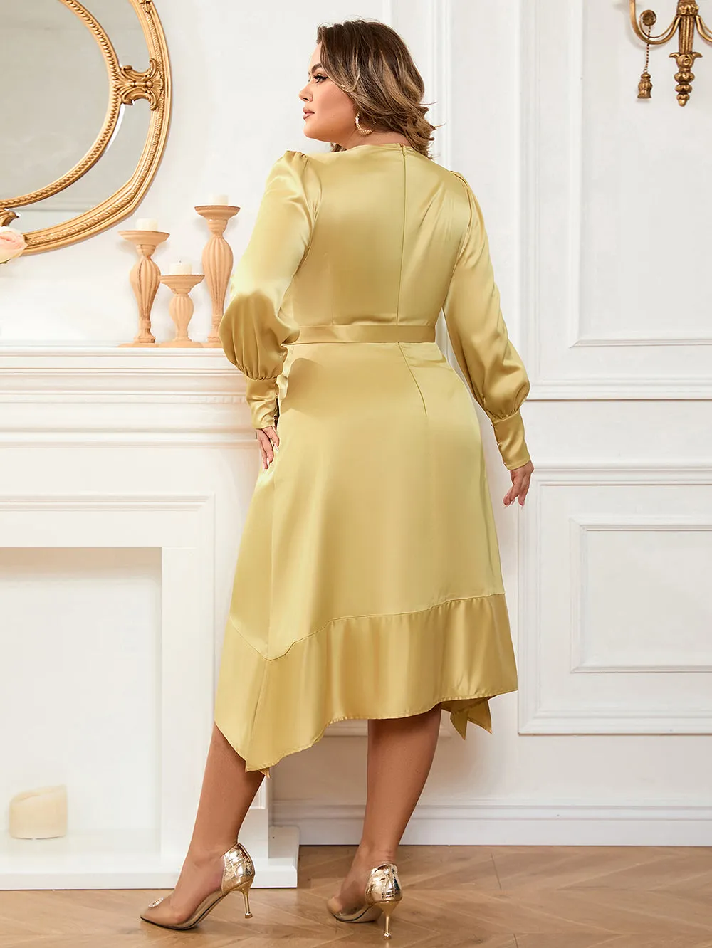 Round Neck Chest Hollowing Midi Bodycon Dress HB100391