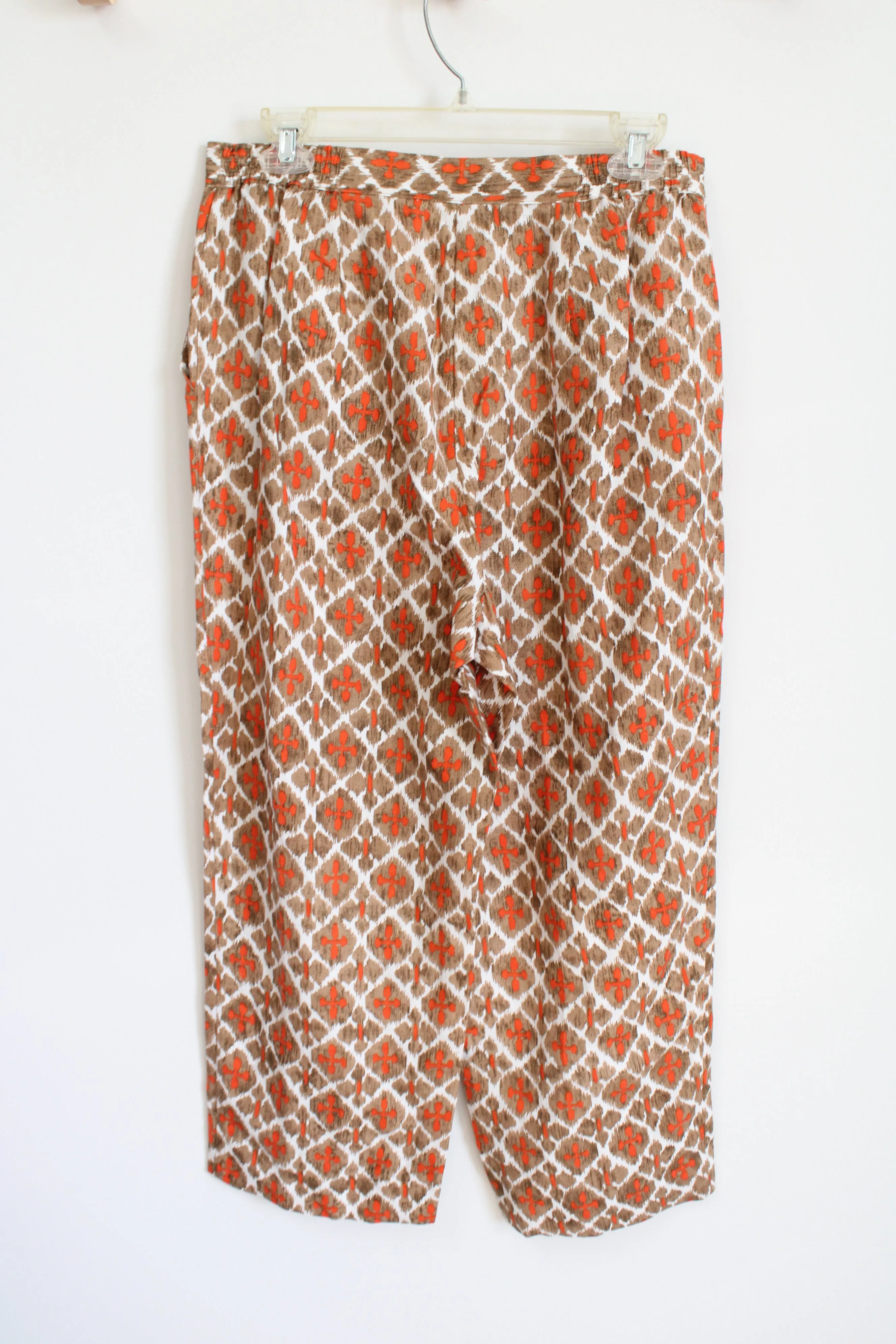 Ruby Rd. Tan & Orange Printed Linen Pants | 10