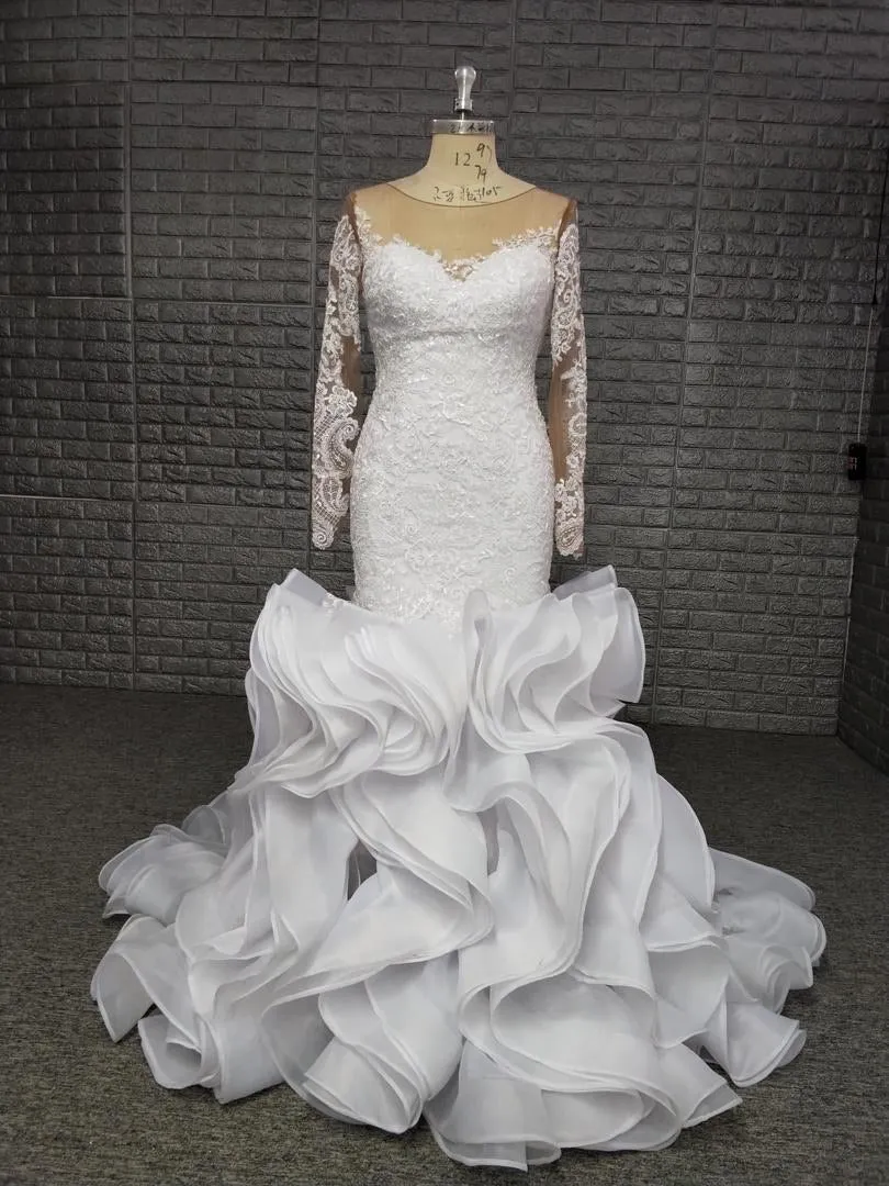 Ruffle Mermaid Wedding Gown