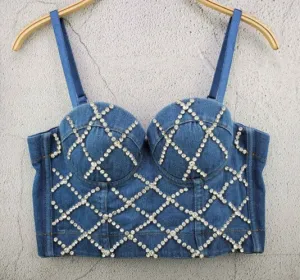 Runway Jeans Crop Top Luxury Blue