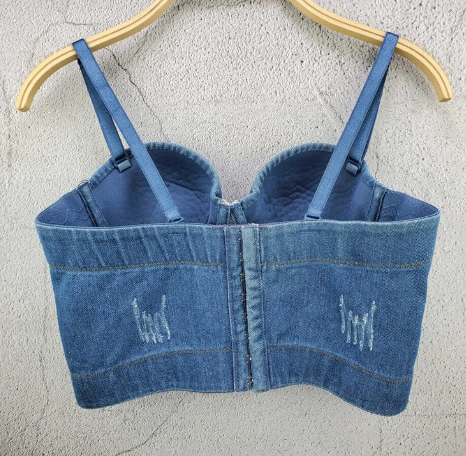 Runway Jeans Crop Top Luxury Blue