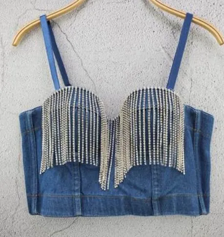 Runway Jeans Crop Top Luxury Blue