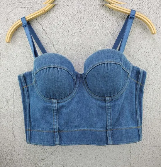 Runway Jeans Crop Top Luxury Blue