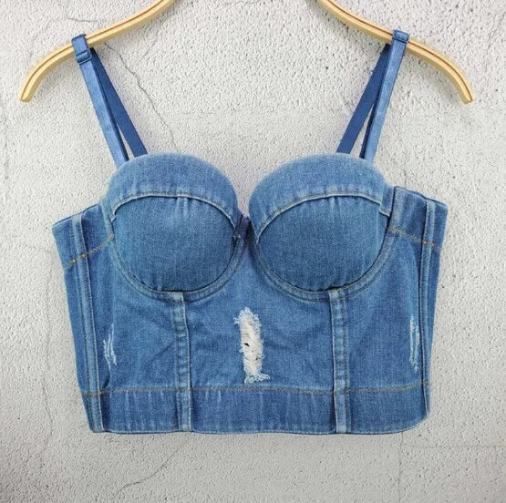 Runway Jeans Crop Top Luxury Blue