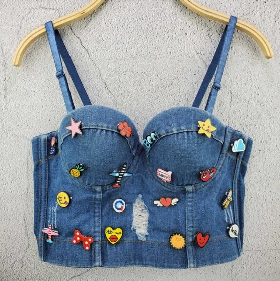 Runway Jeans Crop Top Luxury Blue