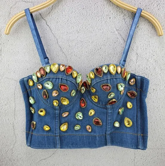 Runway Jeans Crop Top Luxury Blue