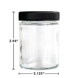 SAMPLE of 4oz Glass Jar Screw Top - Clear Jar with Black Lid - (1 Count SAMPLE)