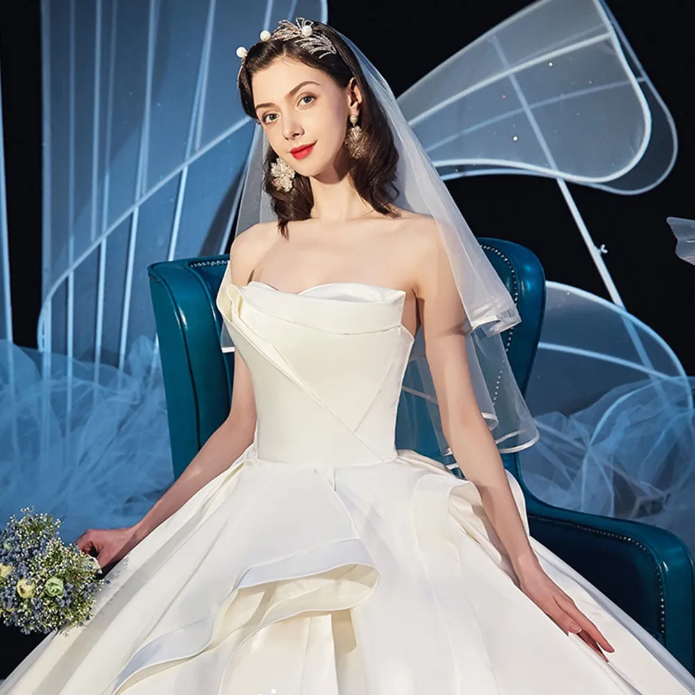 Satin Gorgeous Ball Gown Wedding Dress Plus Size