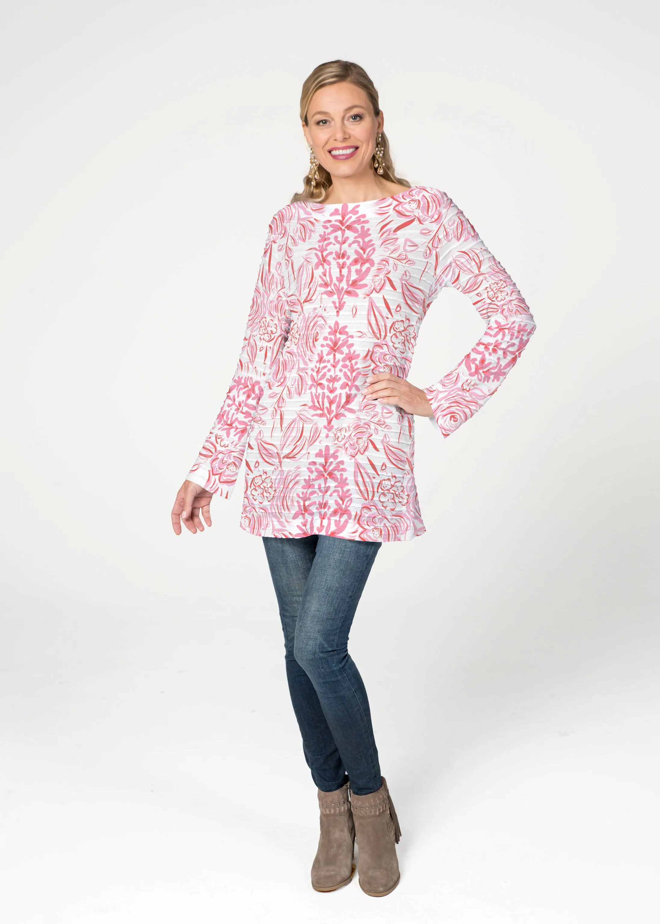 Scarlett (8052) ~ Banded Boatneck Tunic