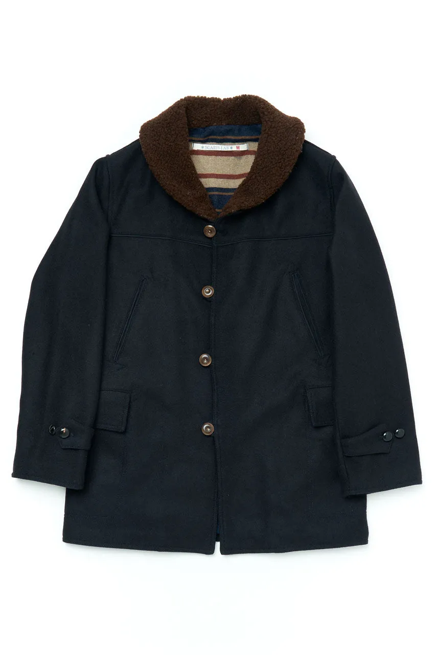 Scarti Lab Shawl Collar Coat 709-SE464 Casentino Wool Navy
