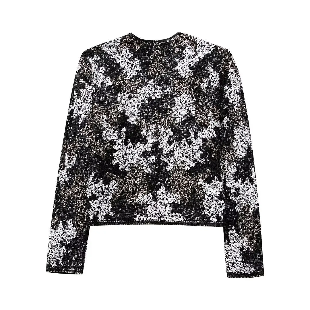 Sequined Zip Up Jacket