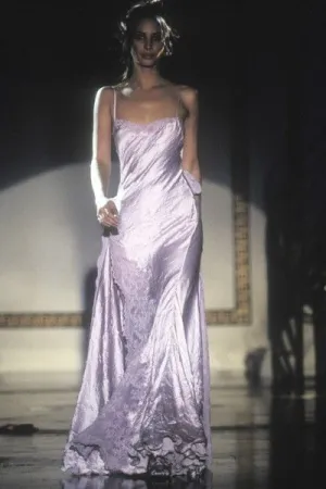Sexy Lilac Spaghetti Straps Sheath Satin Lace Long Evening Party Dress, DP4989