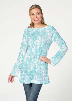 Shadow Aqua (7914) ~ Banded Boatneck Tunic