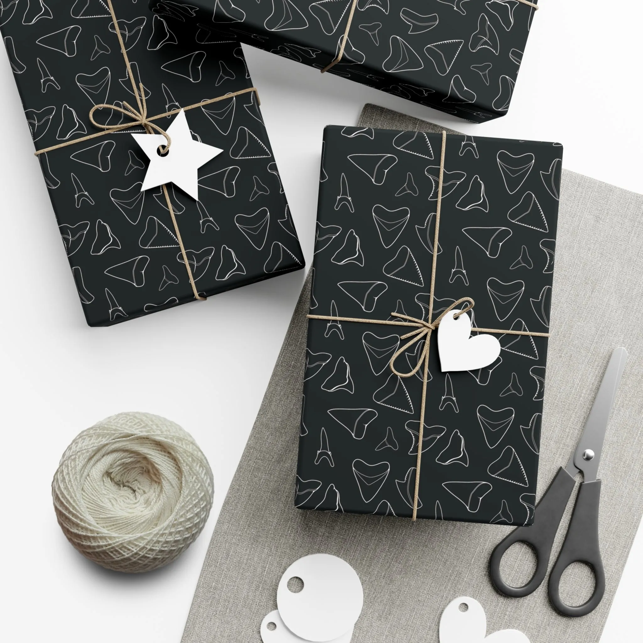 Shark Tooth Wrapping Paper - Black