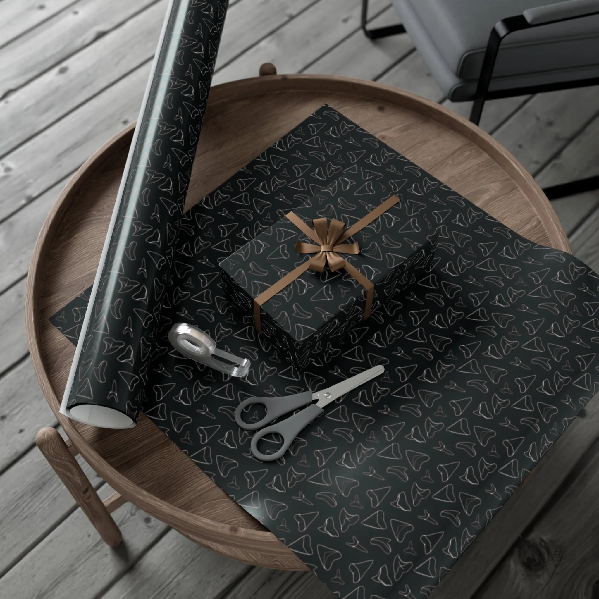 Shark Tooth Wrapping Paper - Black