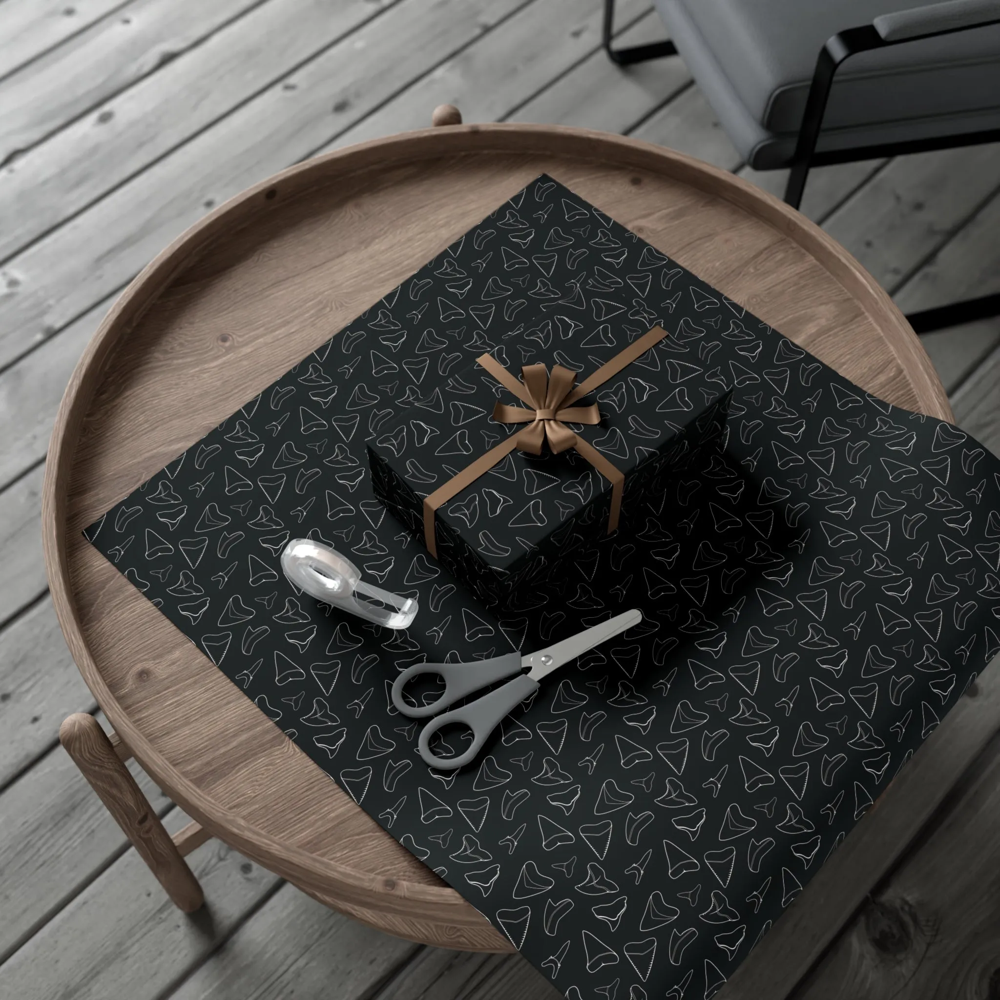 Shark Tooth Wrapping Paper - Black